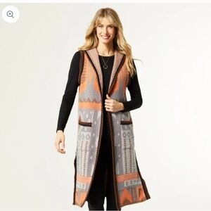 Coco + Carmen Orange and Gray Geometric Sweater Vest